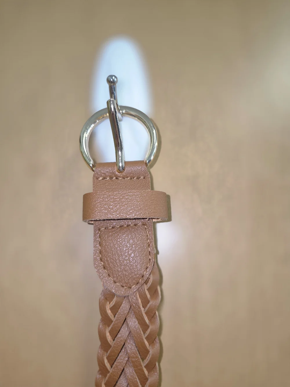 Braided Leather Belt in Tan Brown - Women Accessories